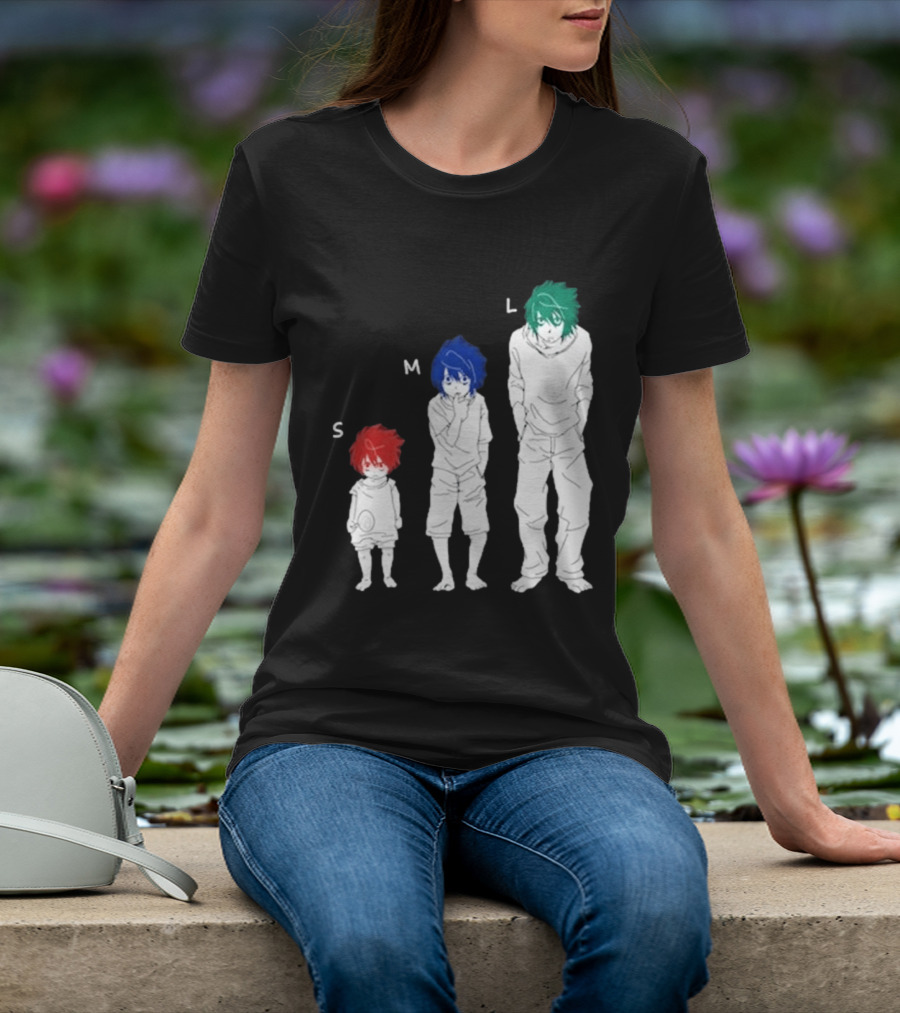 Anime Death Note L Character Evolution Sizes S M L T-Shirt