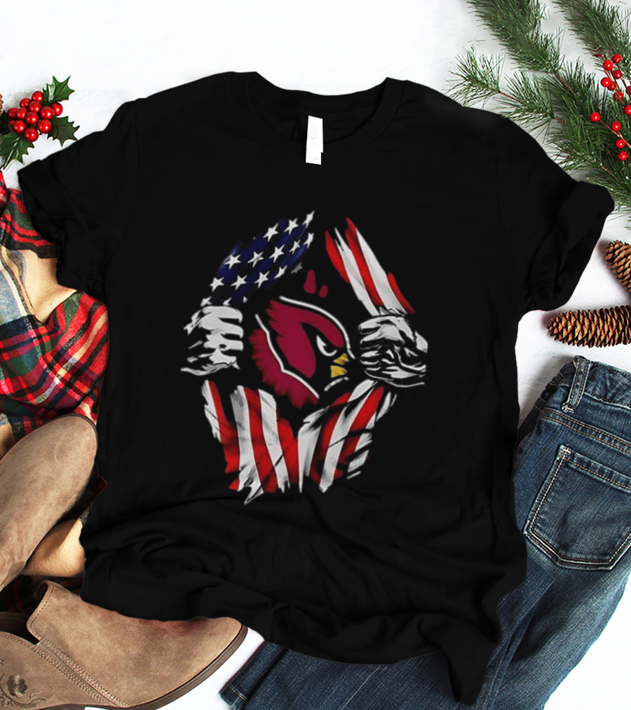 Arizona Cardinals American Flag Bald Eagle Skull Super Man T-Shirt