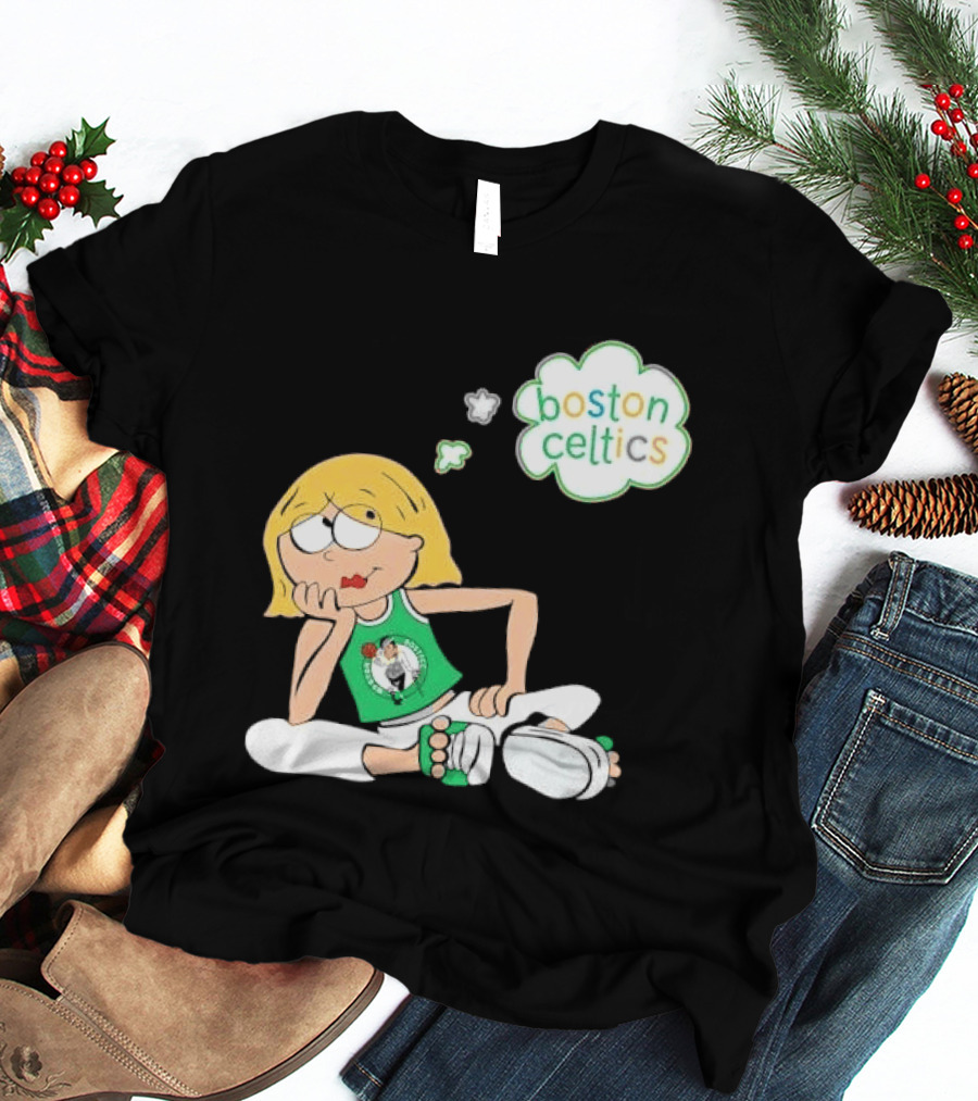 Boston Celtics NBA Cartoon Girl Sitting Thought Bubble T-Shirt