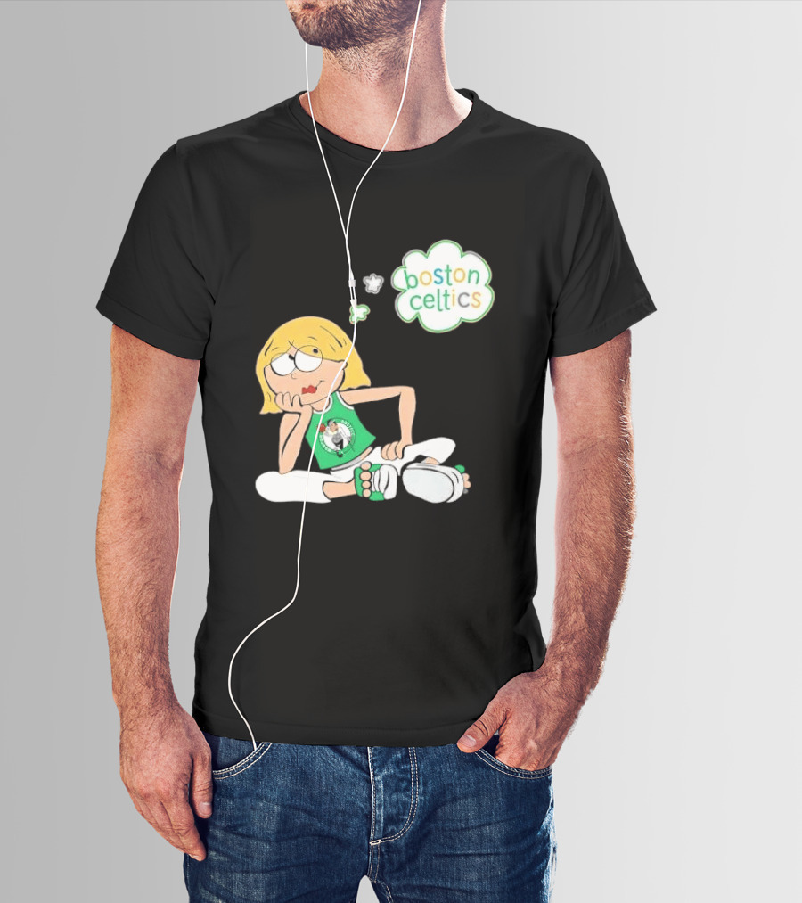 Boston Celtics NBA Cartoon Girl Sitting Thought Bubble T-Shirt