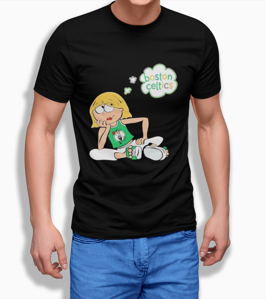 Boston Celtics NBA Cartoon Girl Sitting Thought Bubble T-Shirt