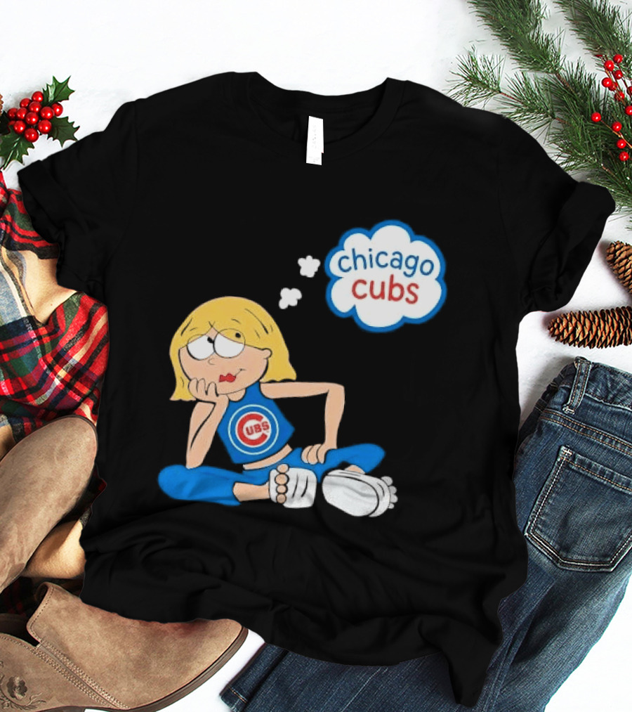 Chicago Cubs MLB Blonde Cartoon Girl Sitting Thought Bubble T-Shirt