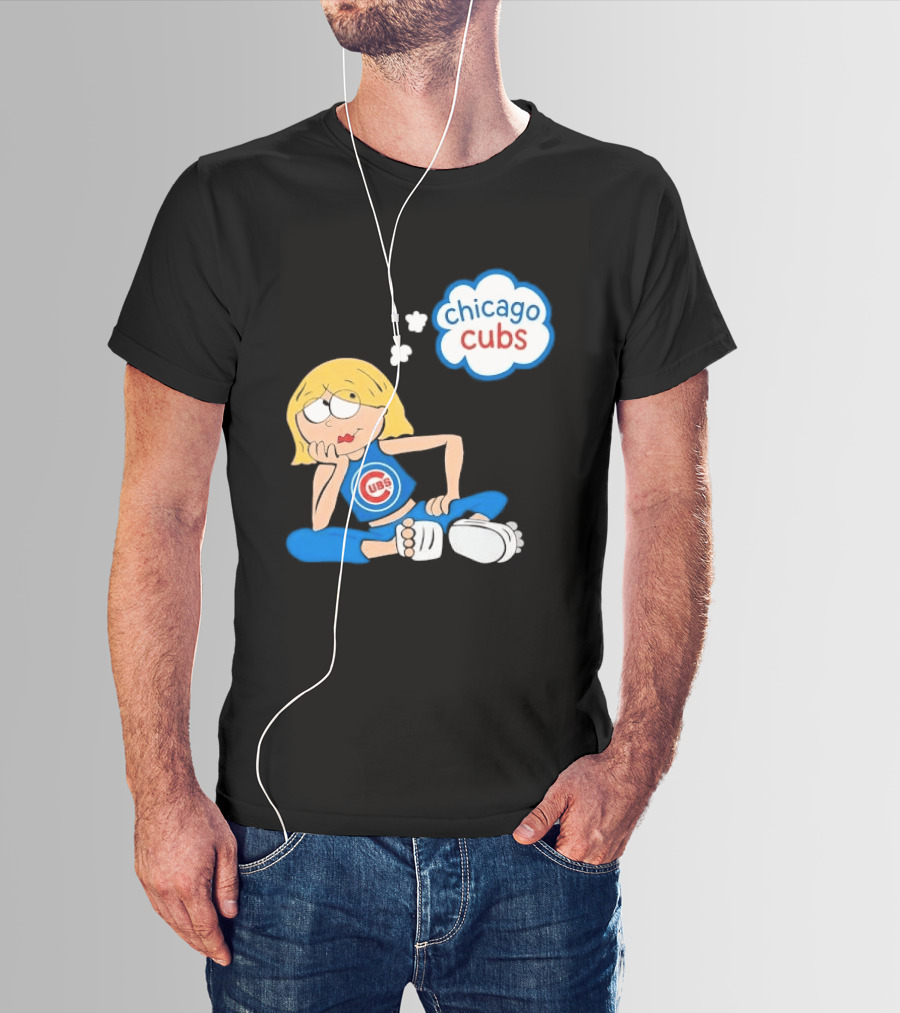 Chicago Cubs MLB Blonde Cartoon Girl Sitting Thought Bubble T-Shirt