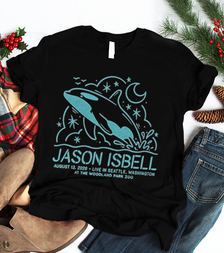 Jason Isbell Aug 13 2026 Seattle Woodland Park Zoo Whale Moon Stars T-Shirt
