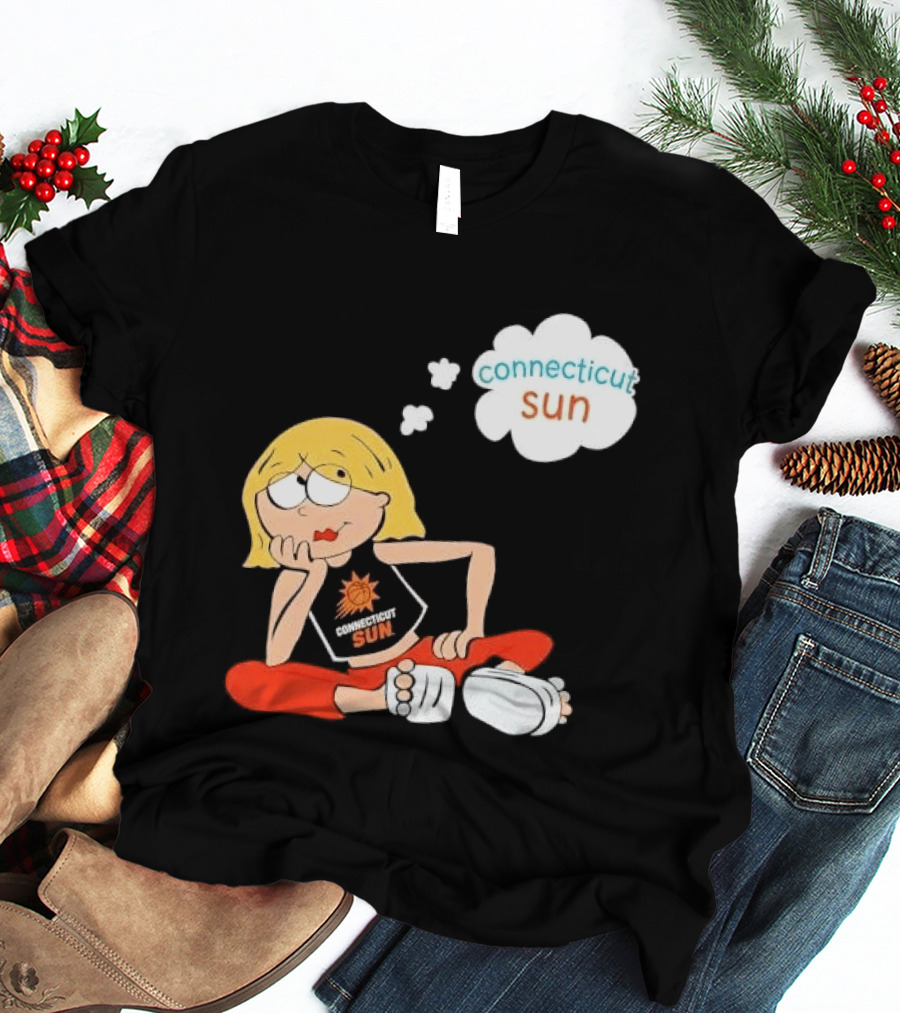 Connecticut Sun WNBA Cartoon Blonde Girl Thought Bubble T-Shirt