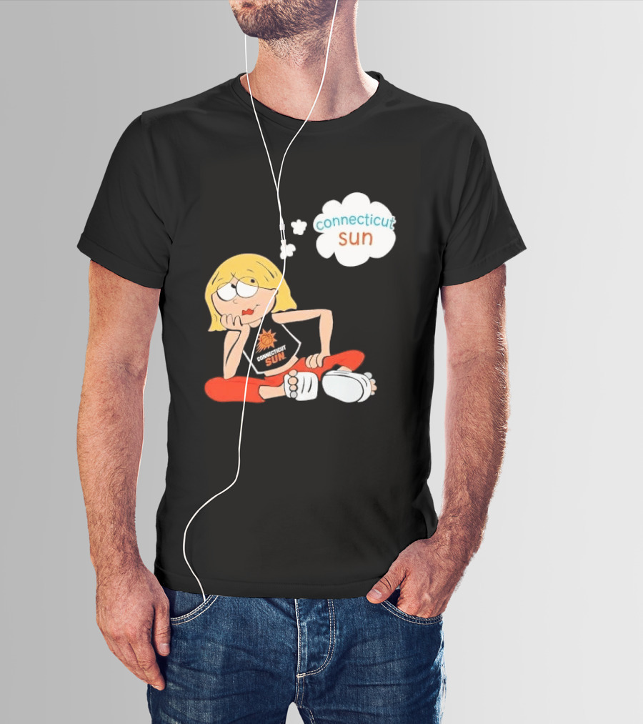 Connecticut Sun WNBA Cartoon Blonde Girl Thought Bubble T-Shirt