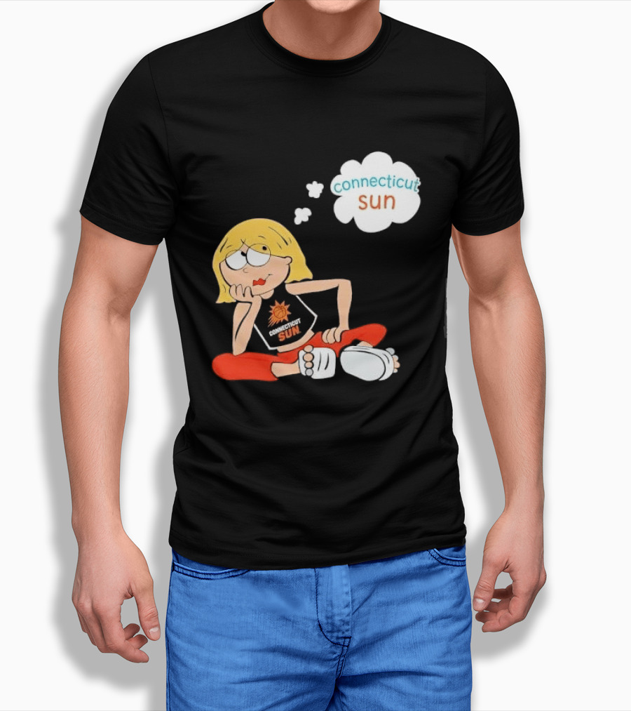 Connecticut Sun WNBA Cartoon Blonde Girl Thought Bubble T-Shirt