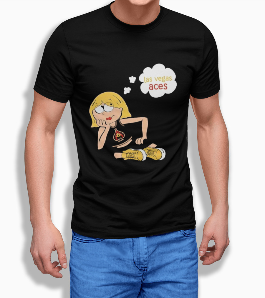Las Vegas Aces WNBA Blonde Cartoon Girl Thought Bubble T-Shirt