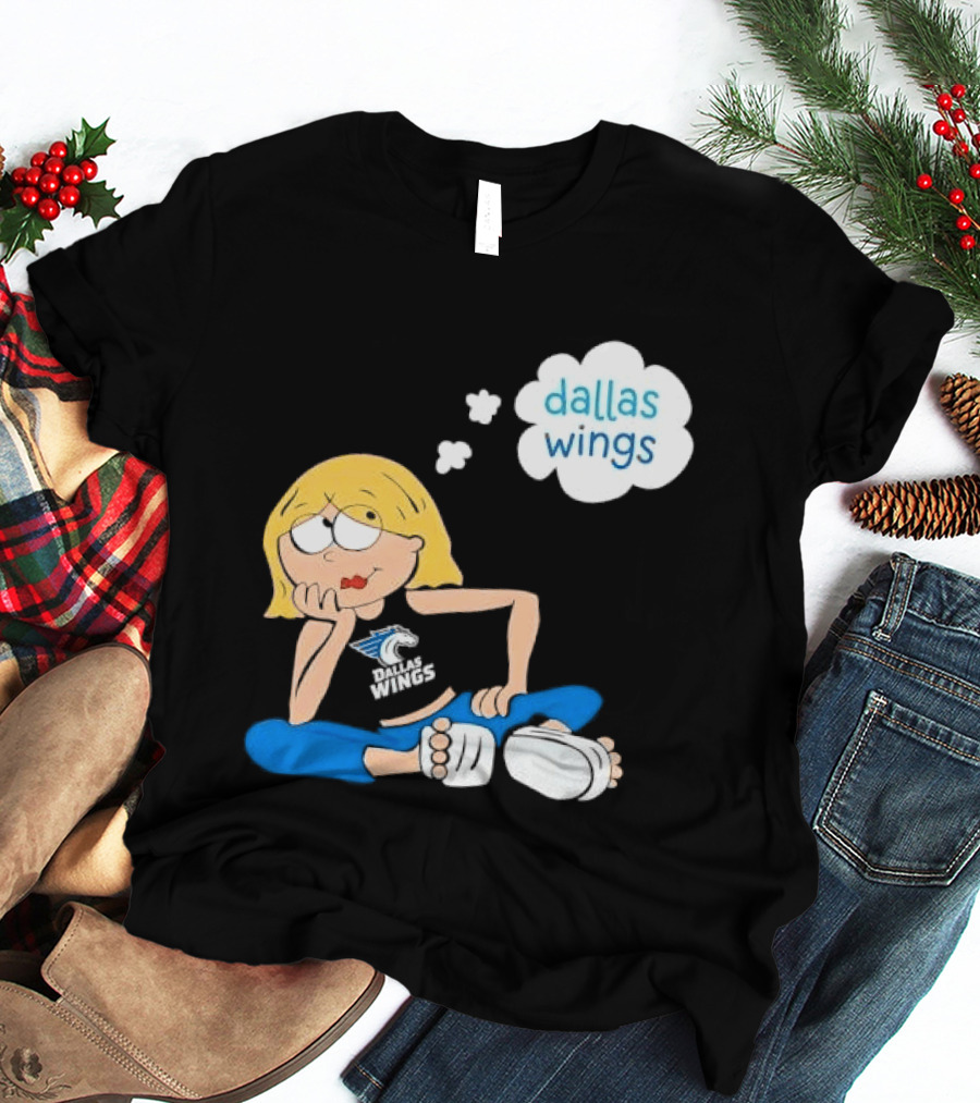 Dallas Wings WNBA Cartoon Blonde Girl Daydreaming Thought Bubble T-Shirt
