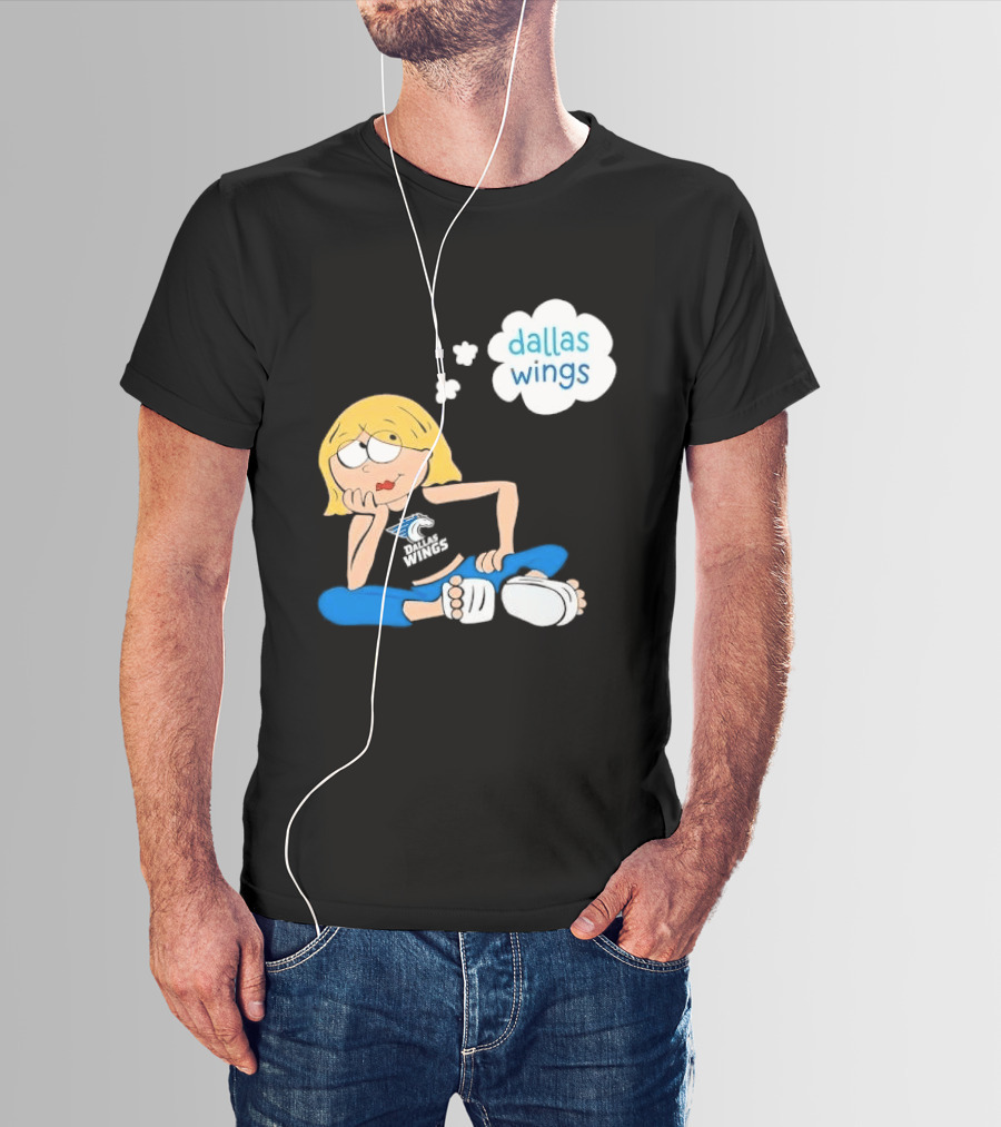Dallas Wings WNBA Cartoon Blonde Girl Daydreaming Thought Bubble T-Shirt