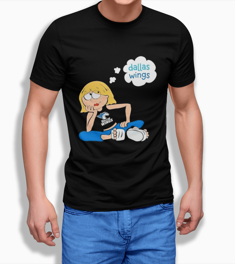 Dallas Wings WNBA Cartoon Blonde Girl Daydreaming Thought Bubble T-Shirt