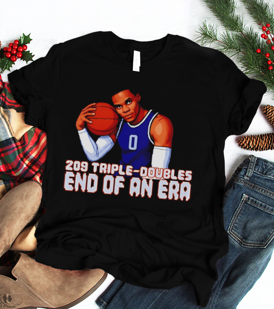 Russell Westbrook 209 Triple Doubles End Of An Era Basketball Legend Pixel T-Shirt