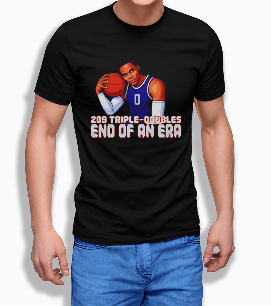 Russell Westbrook 209 Triple Doubles End Of An Era Basketball Legend Pixel T-Shirt