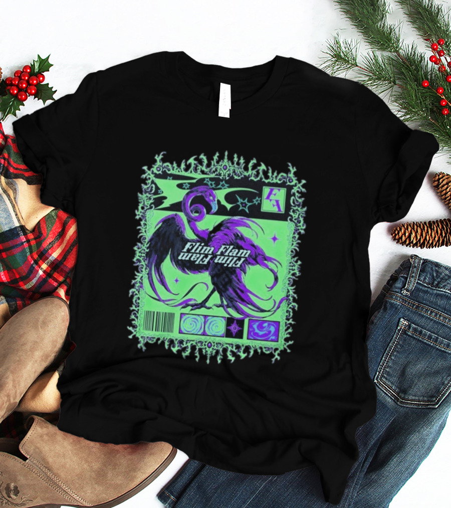Flim Flam Flamingo Comic Cover Retro Art With Psychedelic Patterns And Barcode T-Shirt