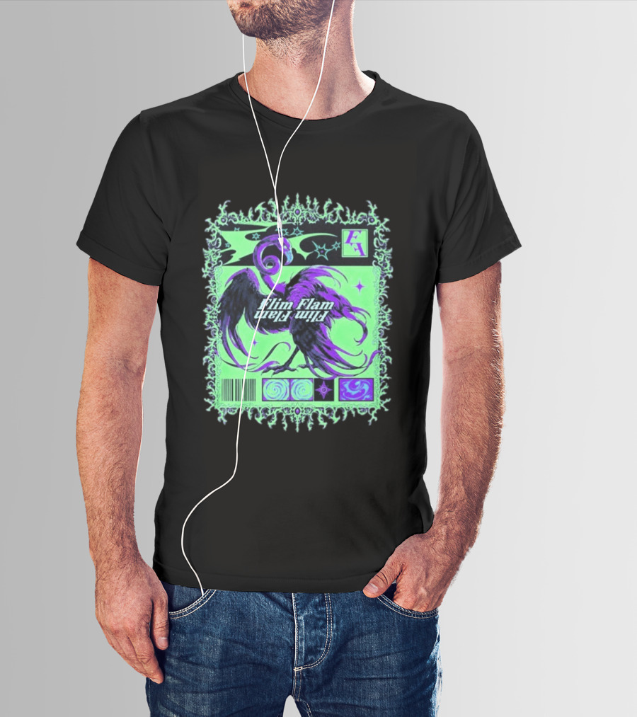Flim Flam Flamingo Comic Cover Retro Art With Psychedelic Patterns And Barcode T-Shirt