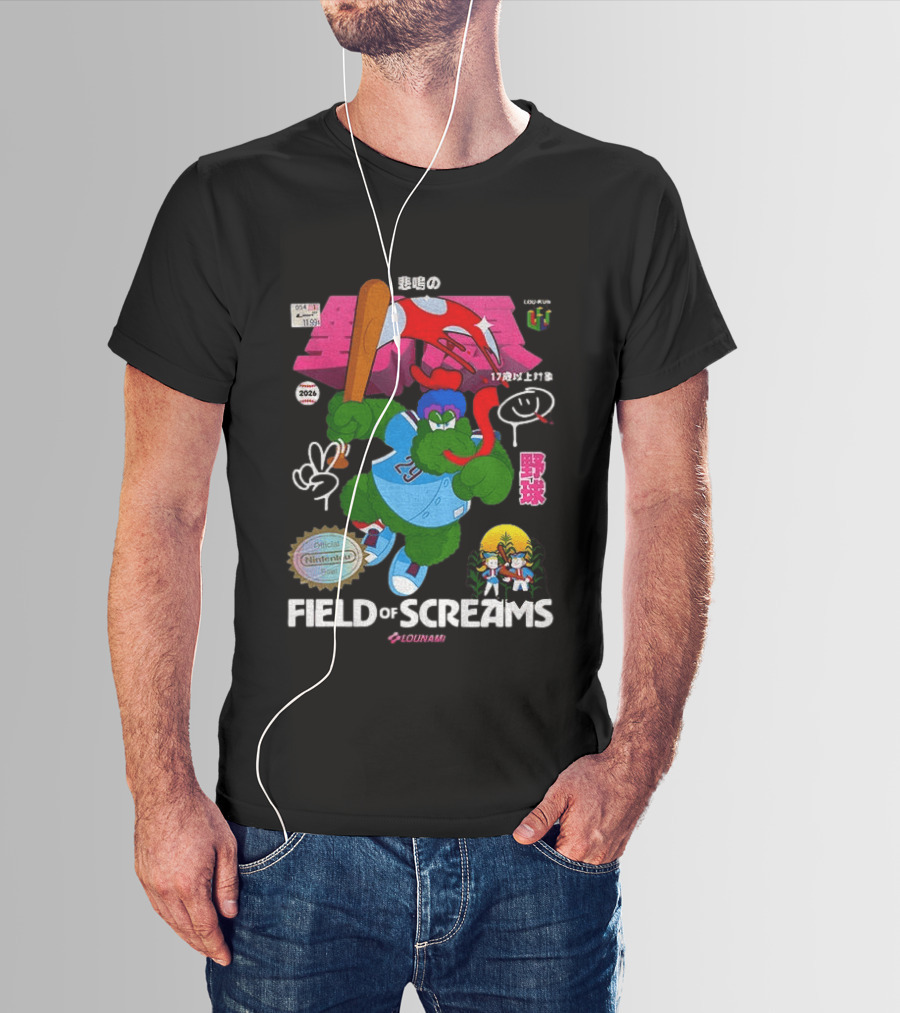 MLB 2026 Phillies Vs Twins Field Of Screams Featuring Konami Nintendo Baseball T-Shirt