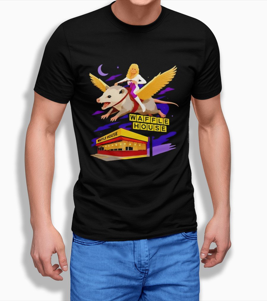 Waffle House Dolly Parton Flying Opossum Adventure T-Shirt