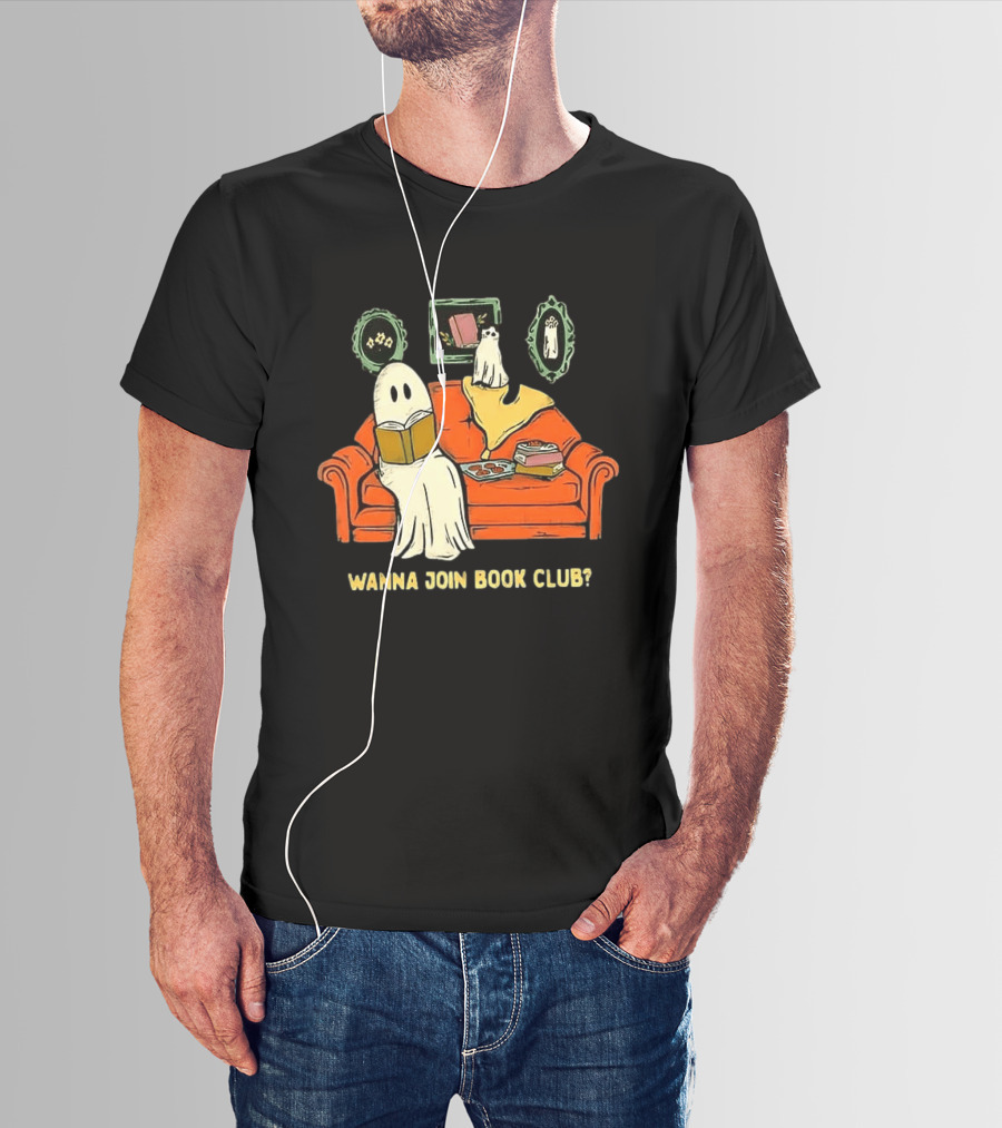 Wanna Join Book Club Ghost Cat Spooky Halloween Cookies T-Shirt
