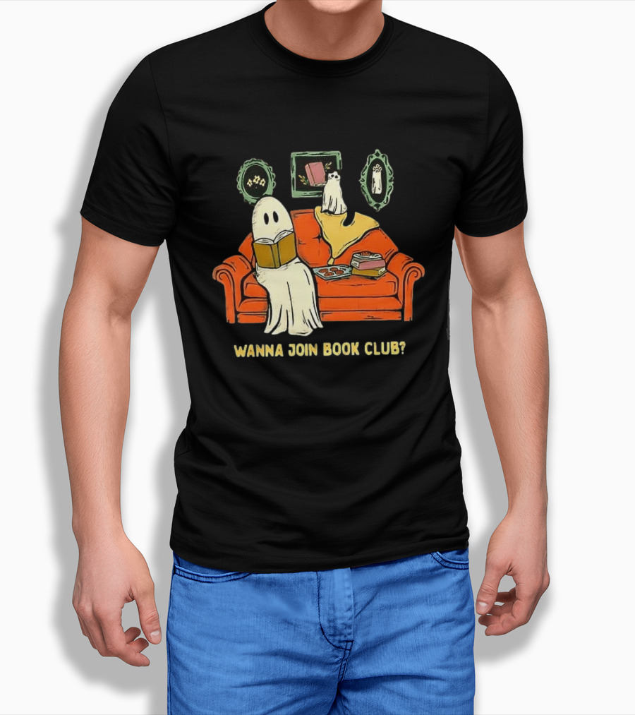 Wanna Join Book Club Ghost Cat Spooky Halloween Cookies T-Shirt
