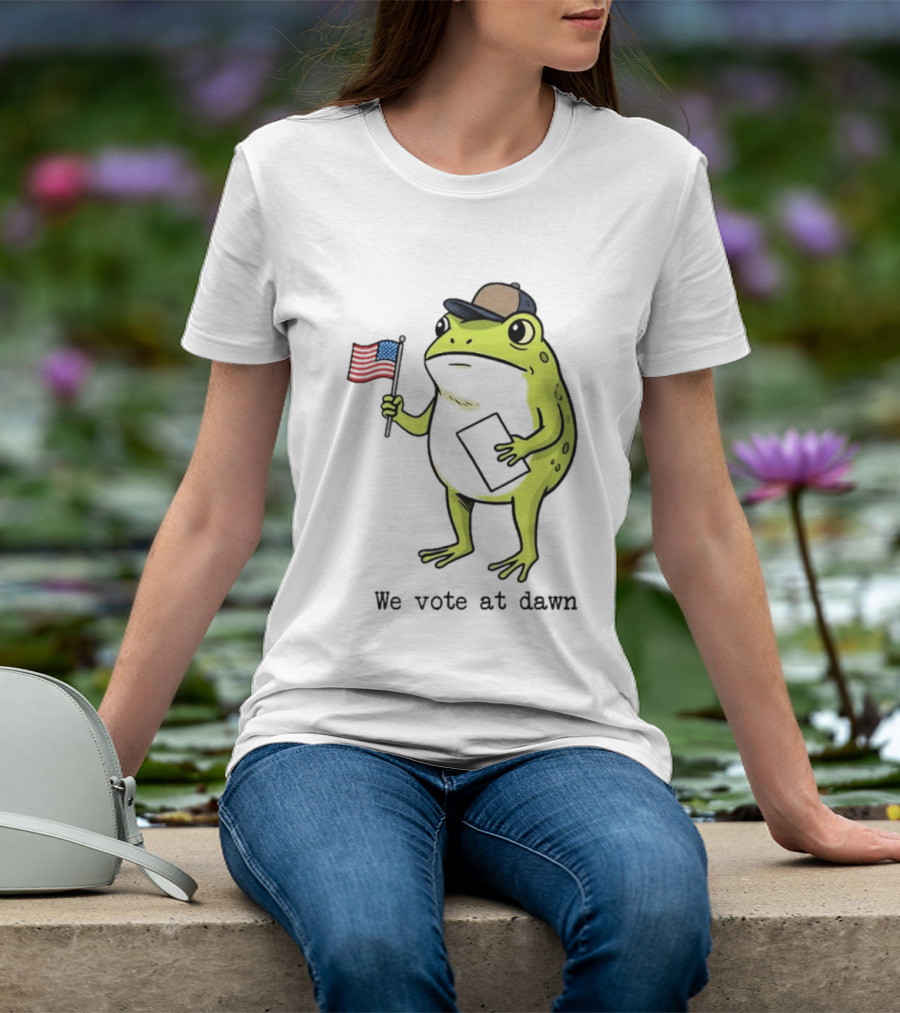 American Frog With Flag We Vote At Dawn T-Shirt