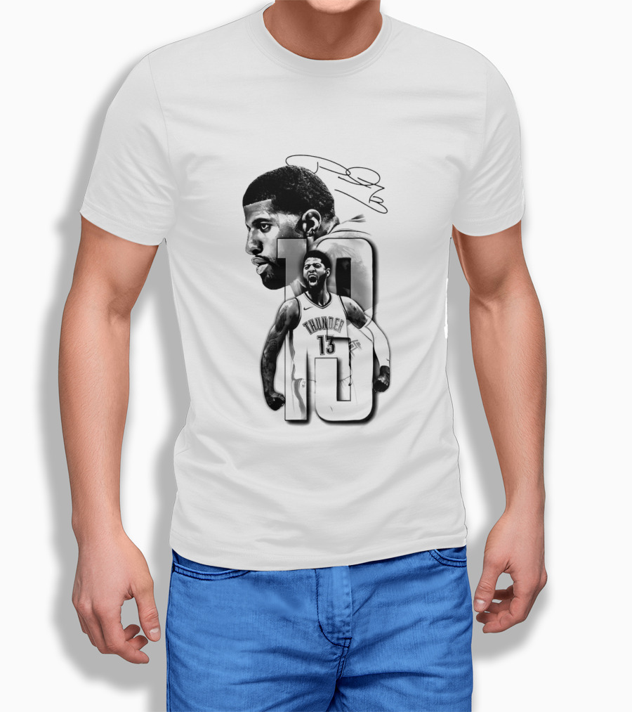 Paul George Oklahoma City Thunder Basketball Player Sketch T-Shirt