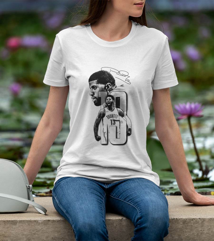 Paul George Oklahoma City Thunder Basketball Player Sketch T-Shirt