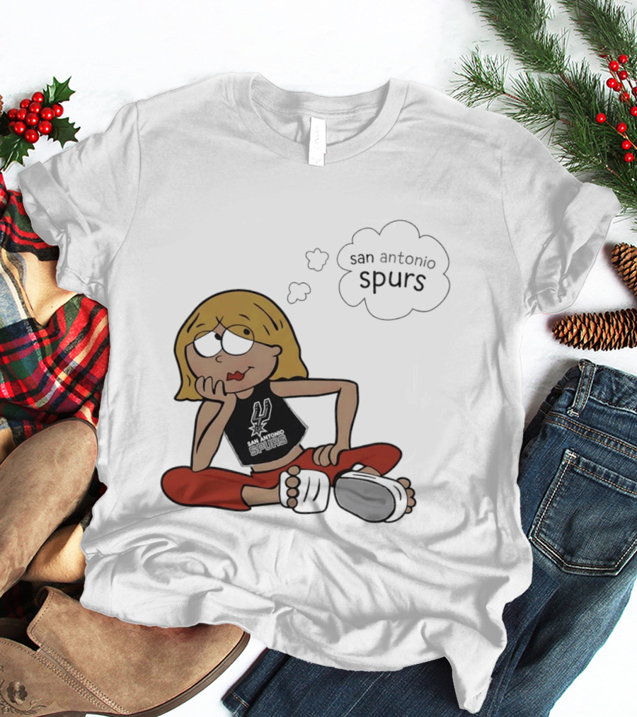 San Antonio Spurs Cartoon Blonde Girl Thought Bubble Daydreaming T-Shirt