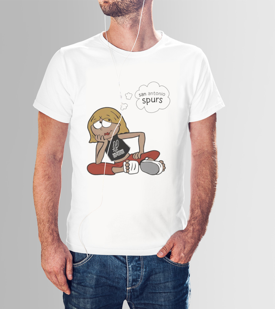 San Antonio Spurs Cartoon Blonde Girl Thought Bubble Daydreaming T-Shirt