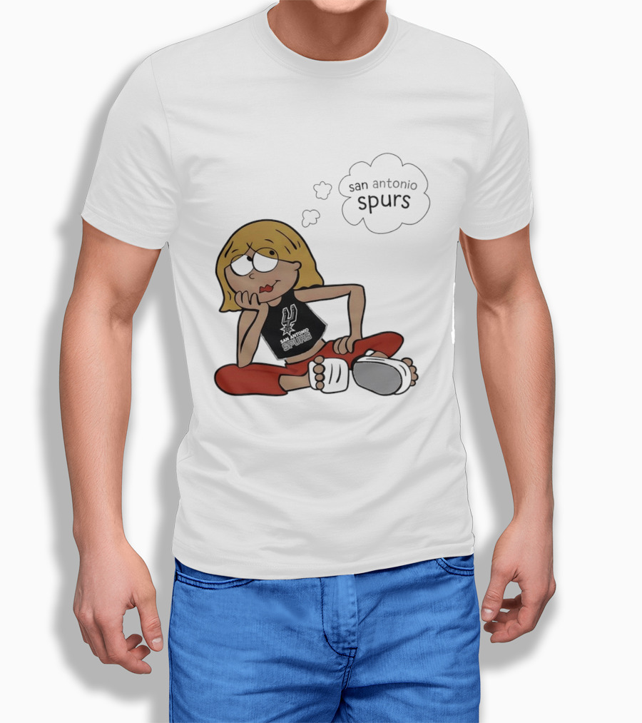 San Antonio Spurs Cartoon Blonde Girl Thought Bubble Daydreaming T-Shirt