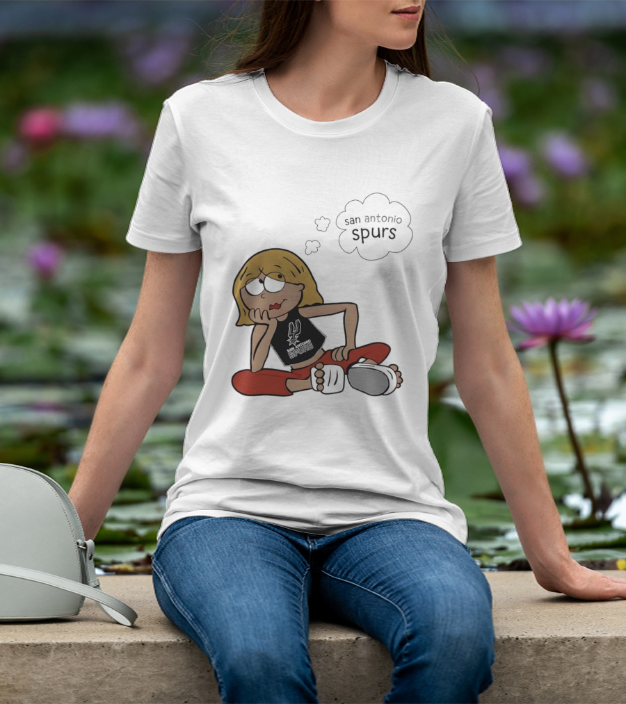San Antonio Spurs Cartoon Blonde Girl Thought Bubble Daydreaming T-Shirt