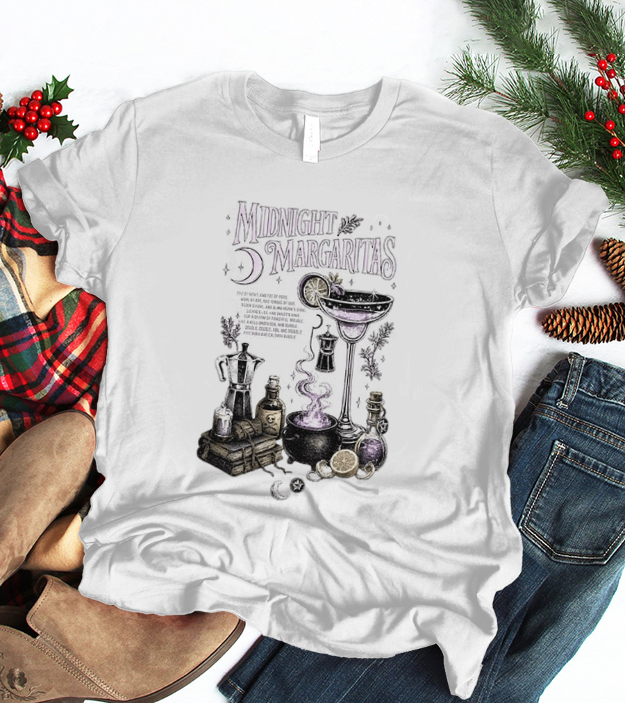Midnight Margaritas Witchy Cocktail Cauldron Eye Of Newt Toe Of Frog Recipe Potion Essentials T-Shirt