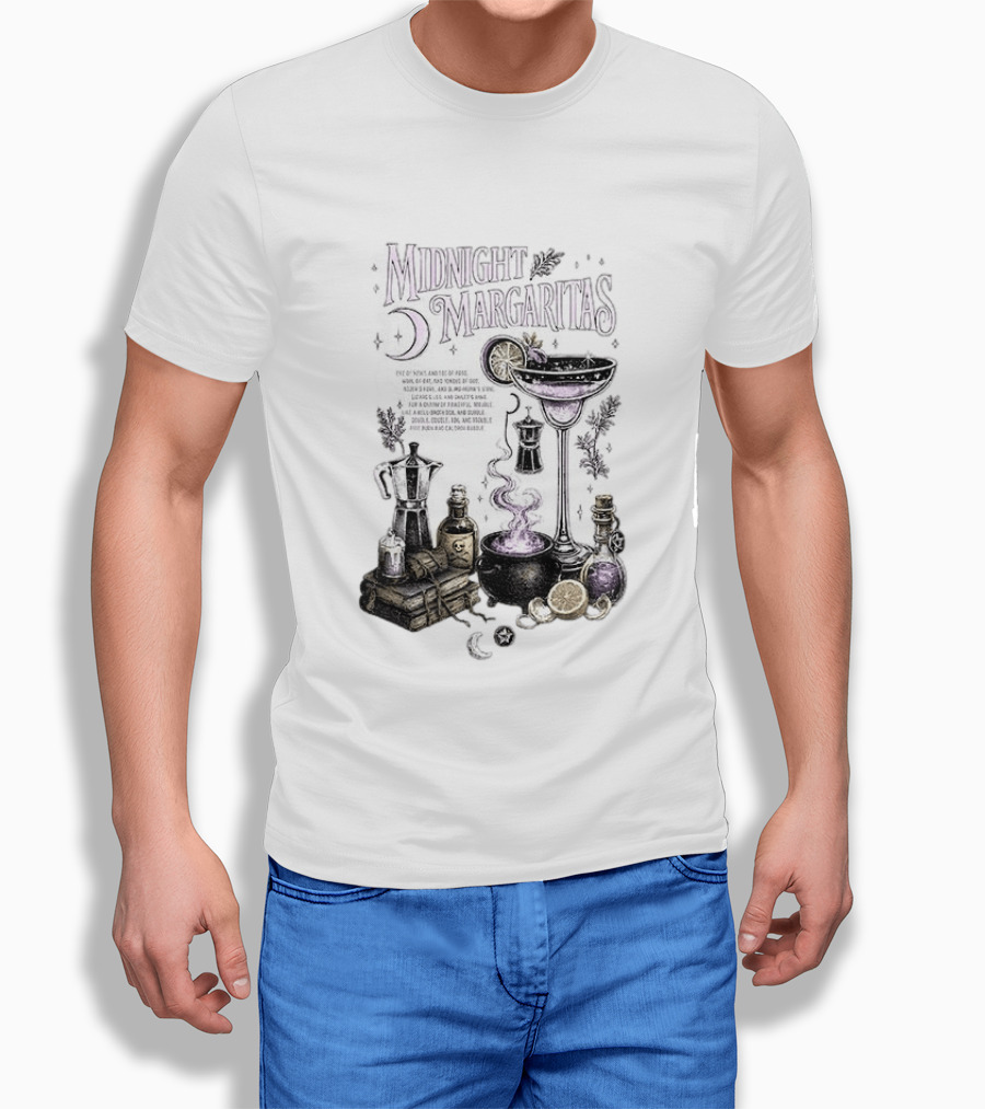 Midnight Margaritas Witchy Cocktail Cauldron Eye Of Newt Toe Of Frog Recipe Potion Essentials T-Shirt