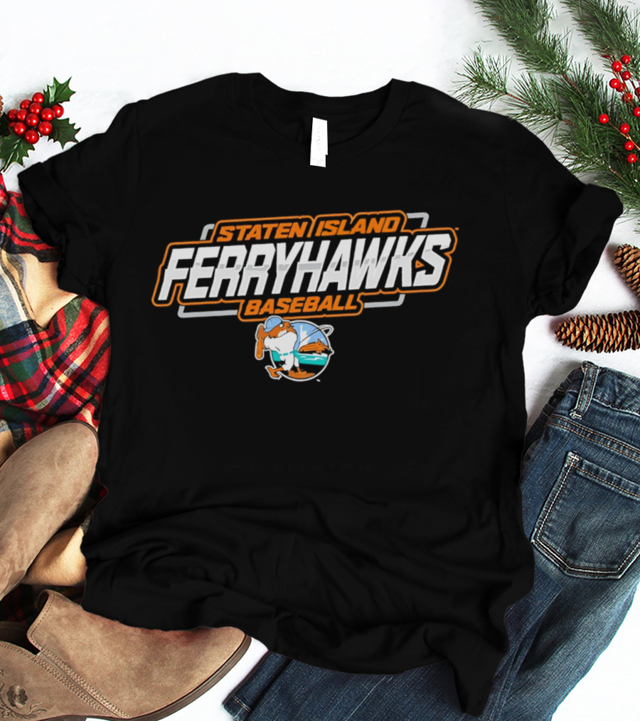 Staten Island Ferryhawks Baseball Cartoon Bird Player T-Shirt