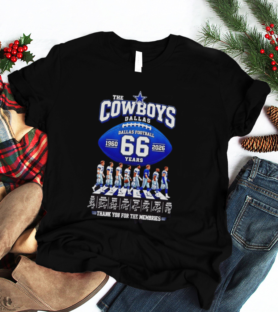 The Cowboys Dallas Football 66 Years 1960 2026 Thank You For The Memories Signatures T-Shirt