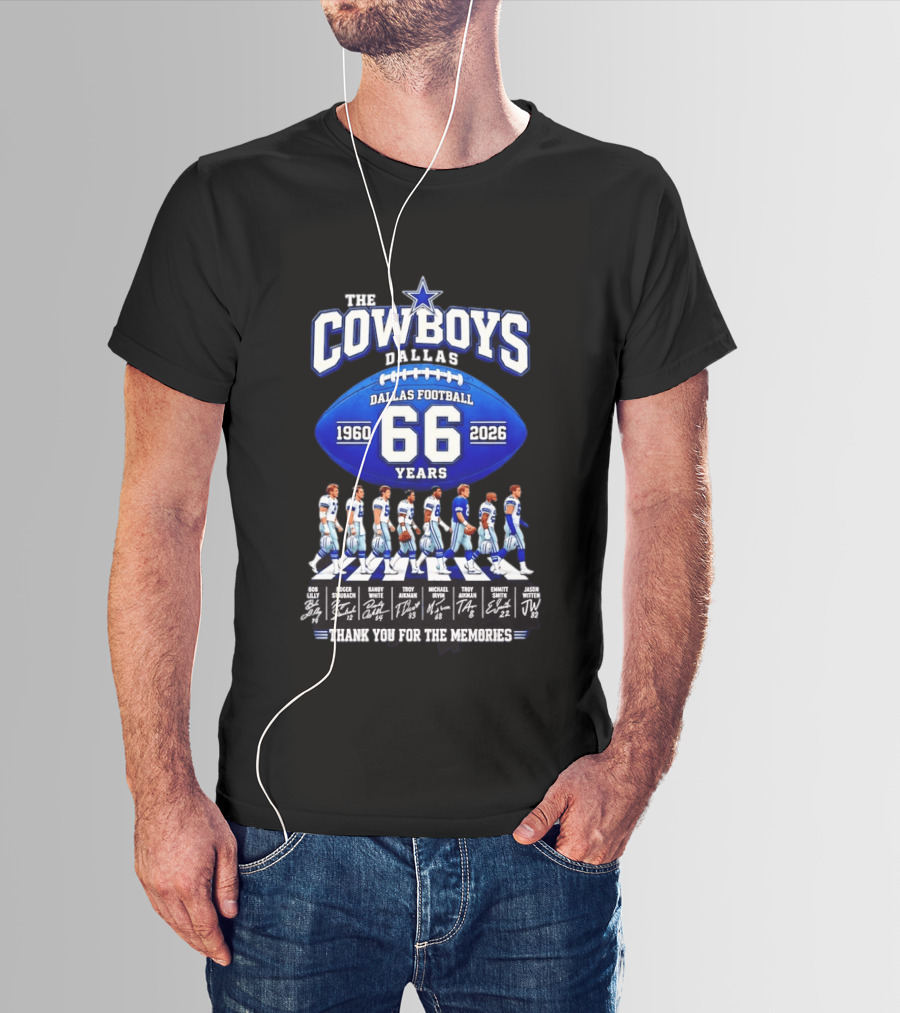 The Cowboys Dallas Football 66 Years 1960 2026 Thank You For The Memories Signatures T-Shirt