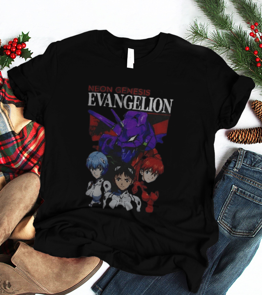 Neon Genesis Evangelion Rei Asuka Shinji With Unit 01 T-Shirt