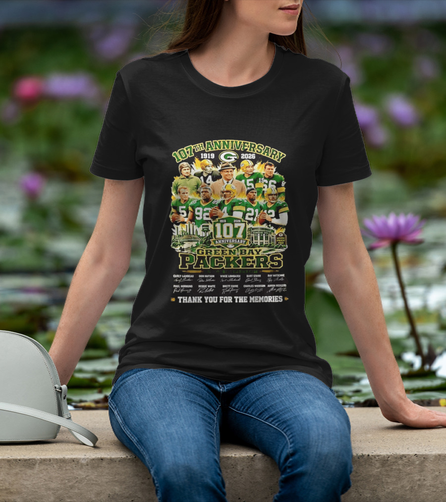 Green Bay Packers 107th Anniversary 1919 2026 NFL Legends Thank You For The Memories T-Shirt