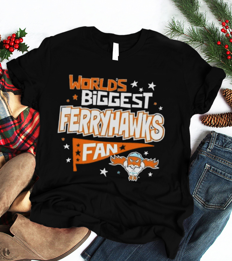 World's Biggest Staten Island Ferryhawks Fan Cartoon Pennant With Stars T-Shirt