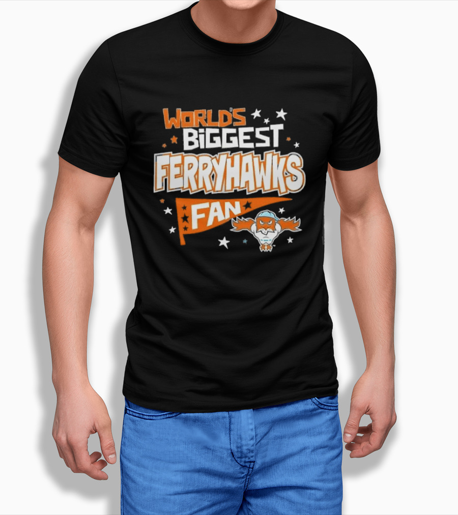 World's Biggest Staten Island Ferryhawks Fan Cartoon Pennant With Stars T-Shirt