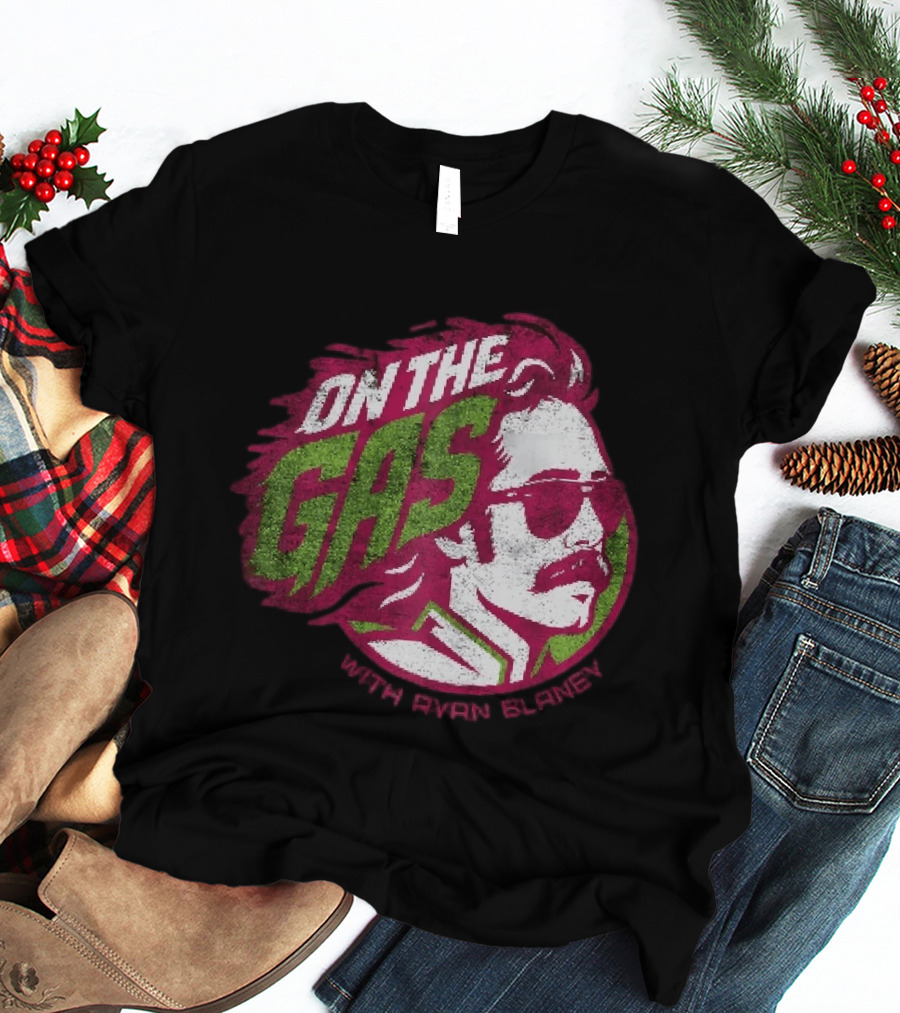 On The Gas With Ryan Blaney Racing Style Retro Hair Sunglasses T-Shirt