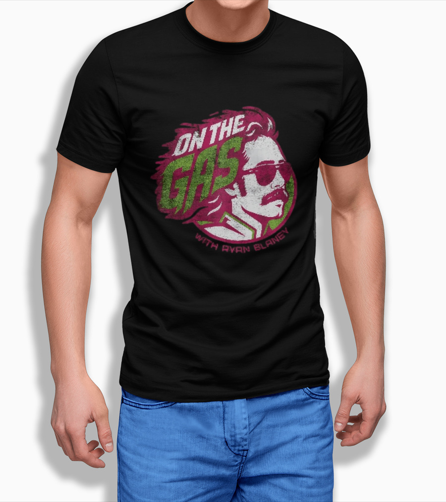 On The Gas With Ryan Blaney Racing Style Retro Hair Sunglasses T-Shirt