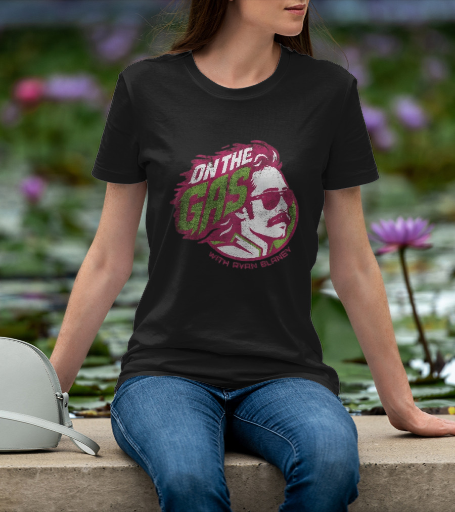 On The Gas With Ryan Blaney Racing Style Retro Hair Sunglasses T-Shirt