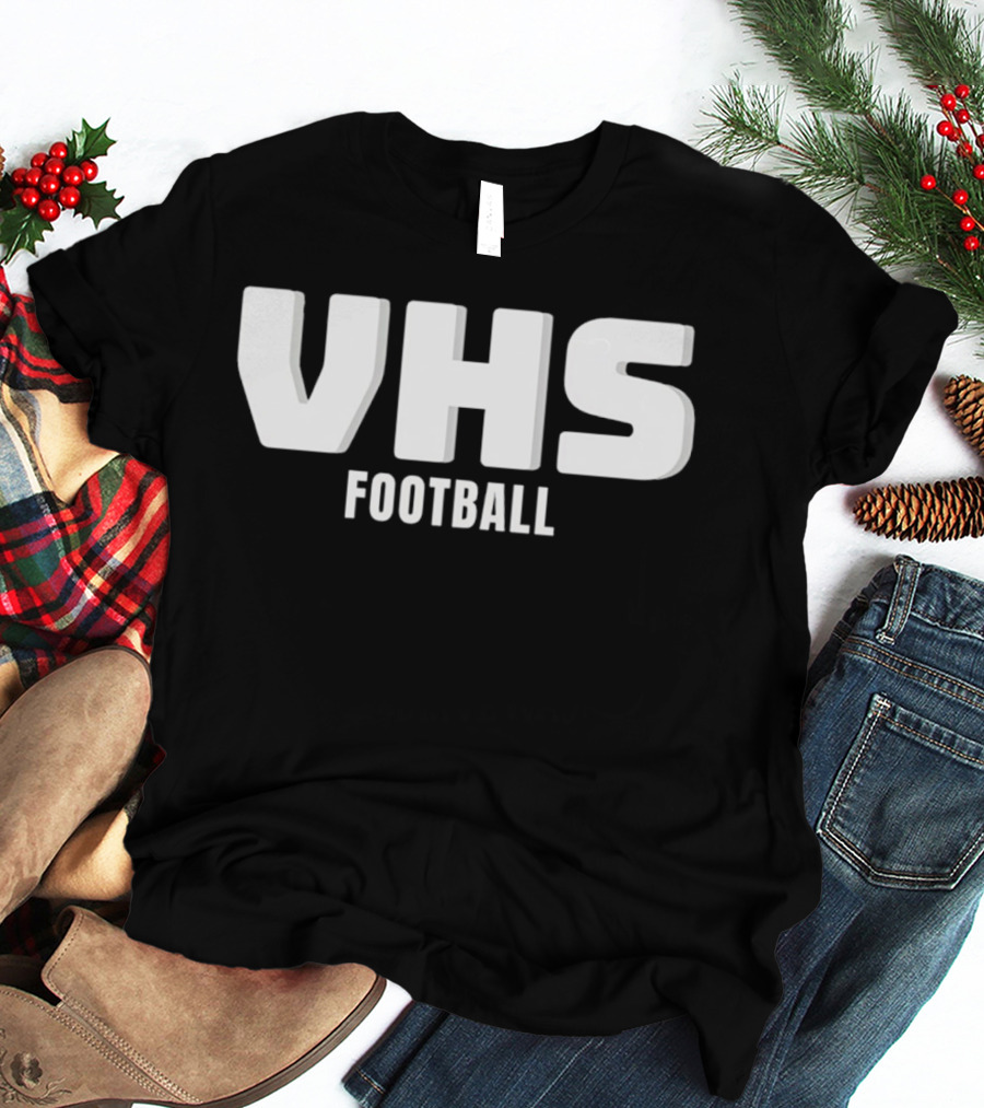 VHS Football Light Grey Textured Block Drop Shadow T-Shirt