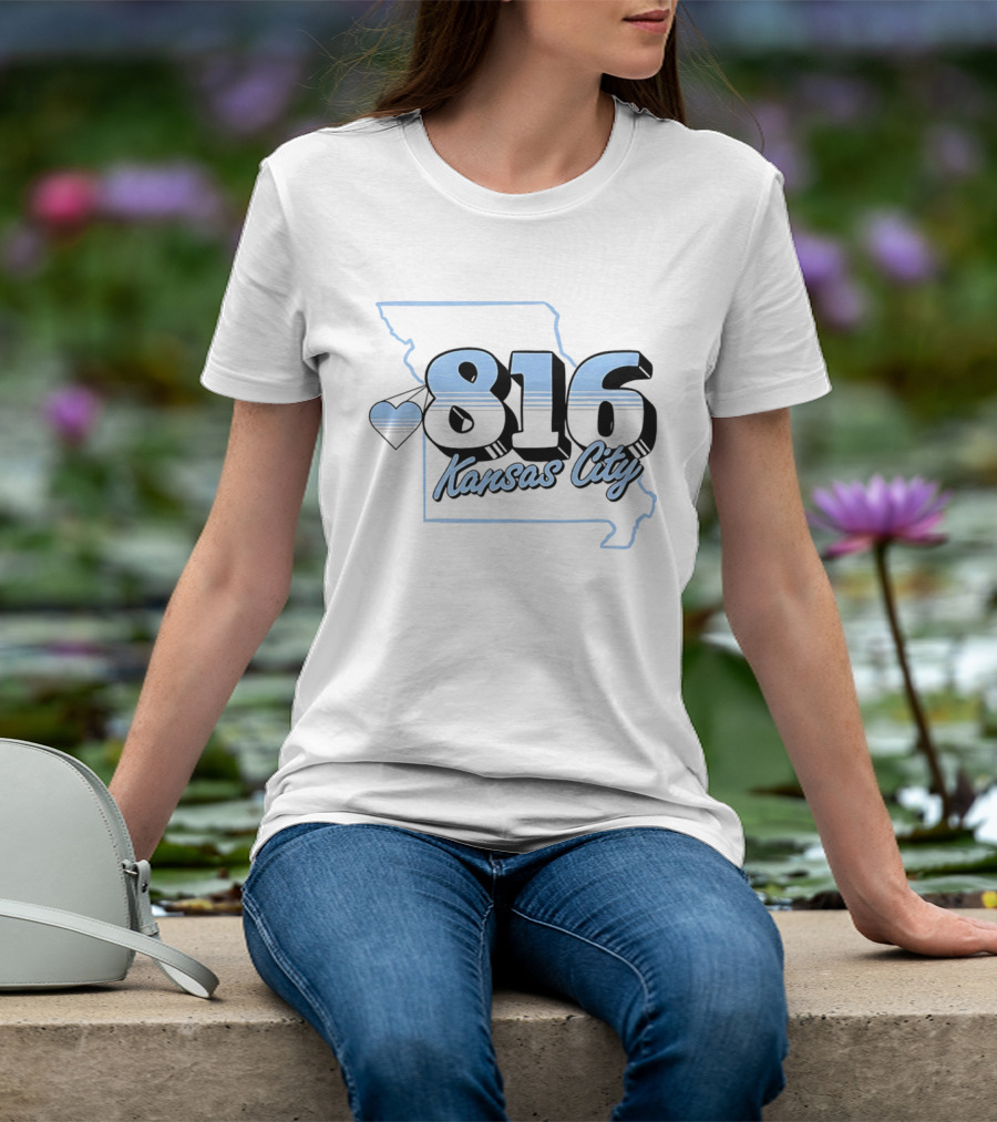 816 Kansas City Heart Map Love T-Shirt
