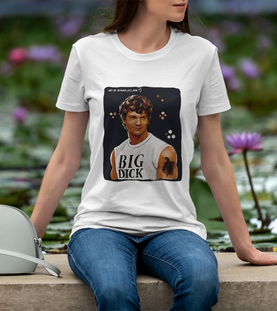 Tanya Lily Jane Big Dick Art Featuring Curly Haired Man T-Shirt