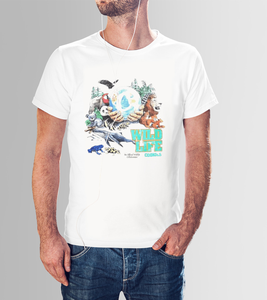 Cookies Wild Life An Official Wildlife Collaboration Hands Holding Globe Earth Animals T-Shirt