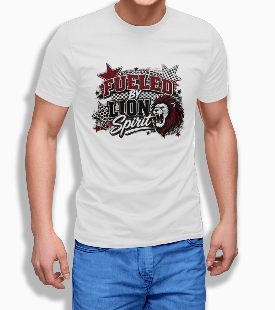 Fueled By Lion Spirit Roaring Head Leopard Patterned Stars Dynamic Energy T-Shirt