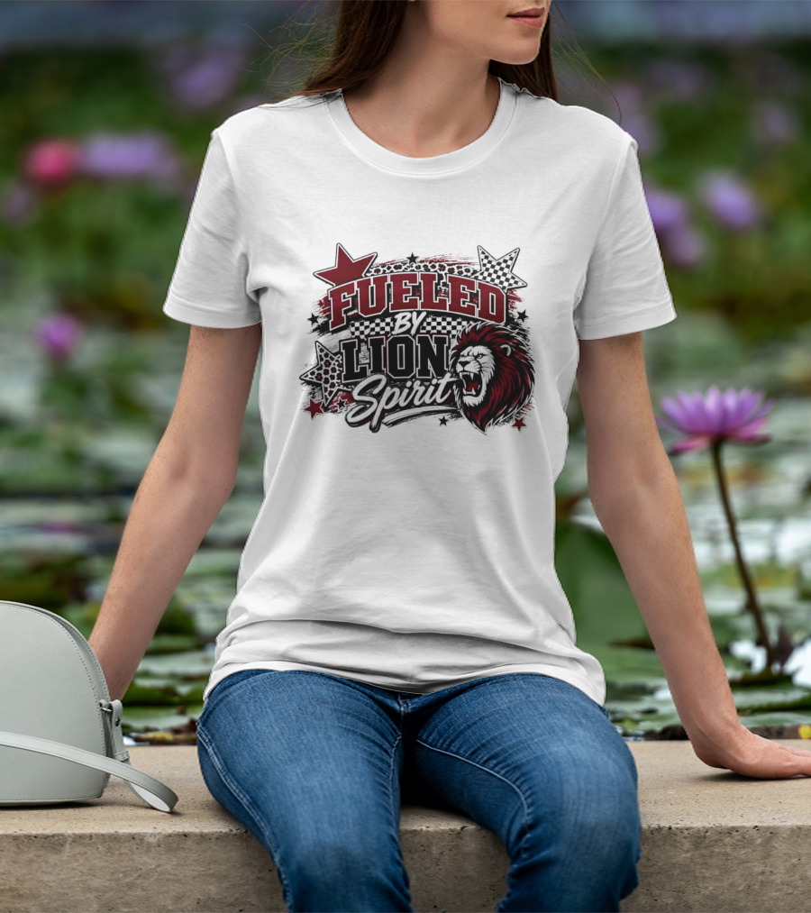 Fueled By Lion Spirit Roaring Head Leopard Patterned Stars Dynamic Energy T-Shirt