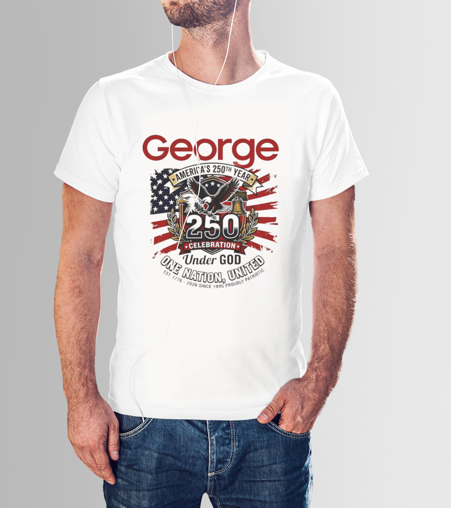 George America's 250th Year 1776 2026 Celebration Eagle Flag Under God One Nation United T-Shirt