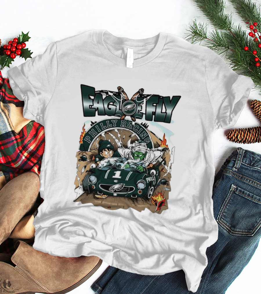 Eagle Fly Philly Racing Philadelphia Eagles Anime Characters Driving Race Car T-Shirt